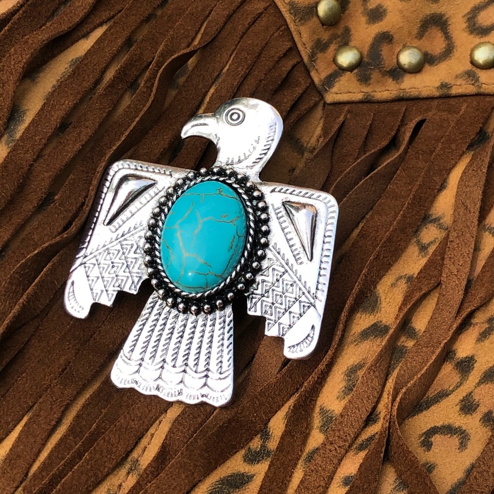 Western Gypsy turquoise silver statement ring
